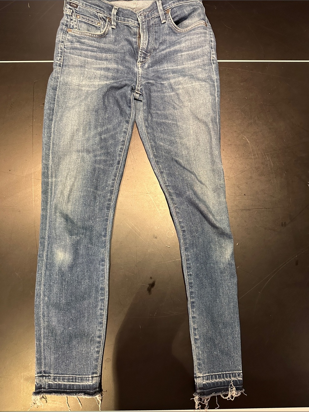 Citizens Of Humanity Faded Blue Skinny Jeans with Raw Hem